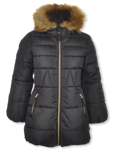 Rothschild Girls' Long Bubble Jacket - Black, 14 (Big Girls)