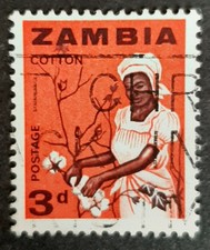 Zambia: 1964 - Definitives - 3d Cotton - Used Vintage Stamp