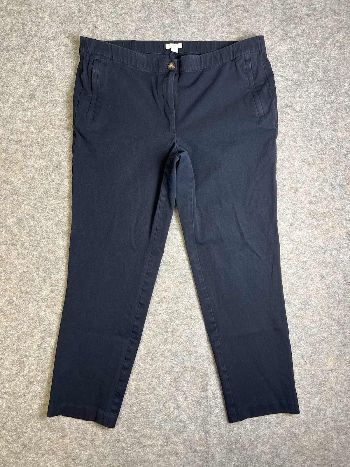 J. Jill Womens Navy Blue Flat Front Straight Leg Pants Size 14 Pockets