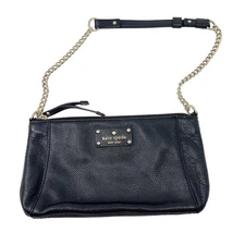 Kate Spade Black Berkshire Road Adela Shoulder Bag Chain Link Pebble Leather