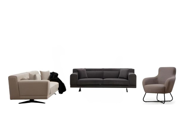 Wohnzimmer Grau-WeißE Couchgarnitur Designer Sessel 2X Polster 3-Sitzer-image
