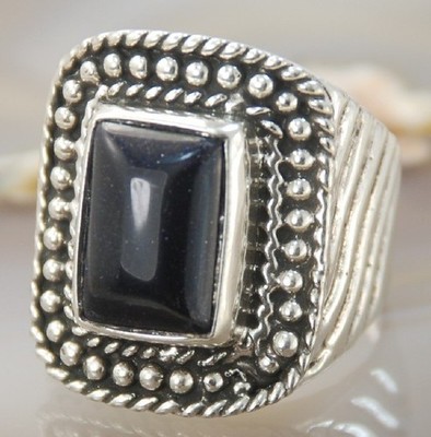 Blue Sandstone Gemstone Silver Handmade Jewelry Ring Size 9 R6775