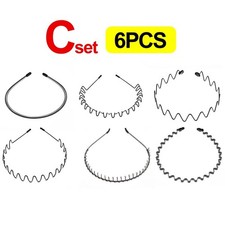 6Pcs Unisex Black Metal Wavy Hair Bands Head Hoop Sports Hair Accessories