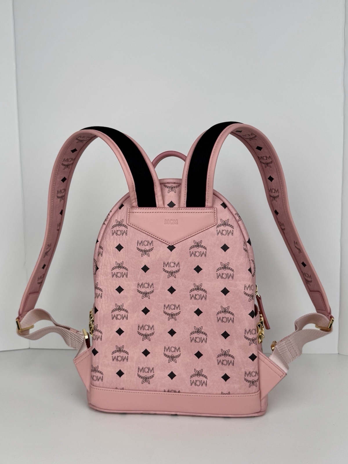 MCM Stark Side Stud Small Backpack Pink Visetos M… - image 4