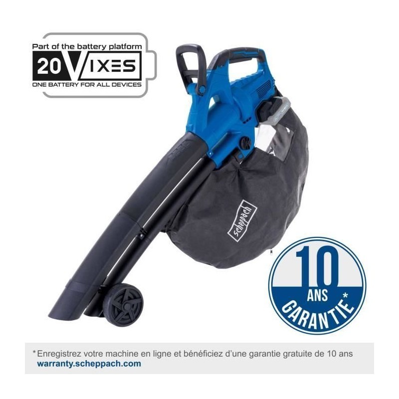 Souffleur sans fil Scheppach BC-BLV720-X avec 2 batteries et chargeur inclus