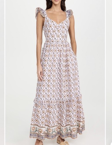 NWT CLEOBELLA Nica Maxi Dress Marrakesh Print 100% Organic Cotton Ruffle Size M