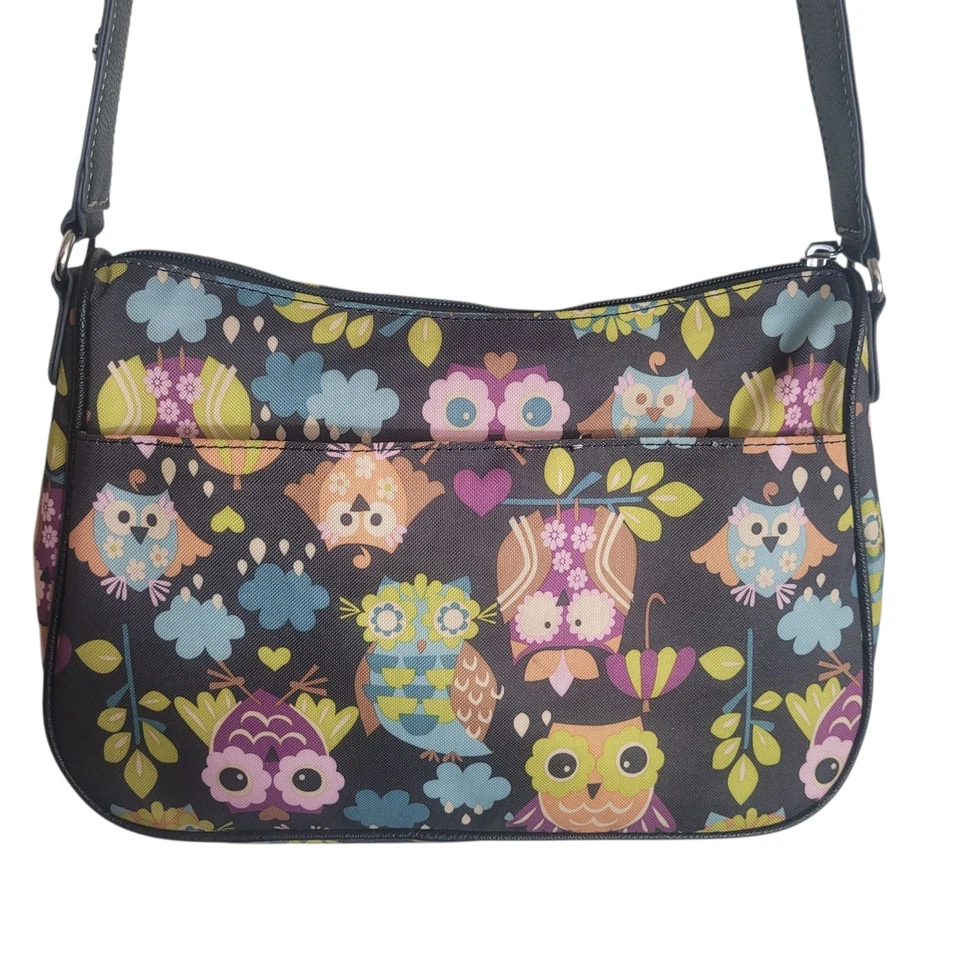Bolso Bandolera Lily Bloom Cartera Estampado Búho "What a Hoot" Negro Colorido Informal Foto 3 de 4