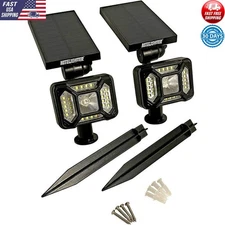 Solar-Powered Landscape Spotlight Set Cool White LED Night Illumination 2 Pack)