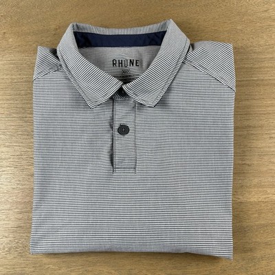 Rhone Commuter Polo Shirt Men M Gray Stripe Style 102168 NWOT Stretch Golf