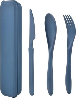 Camping Cutlery Set Blue with Case, Reusable, Lunchbox, Picnic