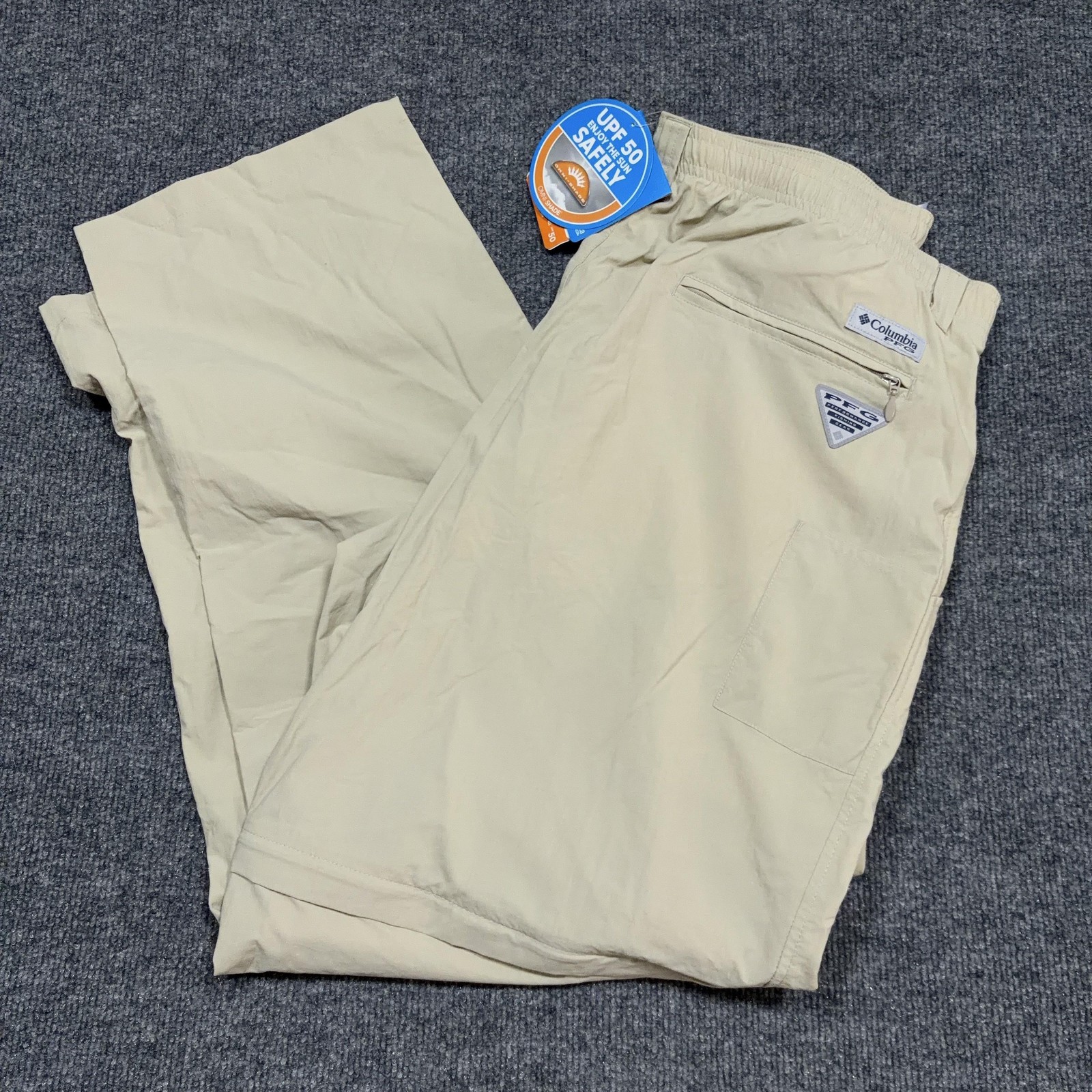 Mens 36x30 Beige Convertible Fishing Hiking Upf 50