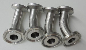 ½” Sanitary Tri Clamp 45⁰ Elbow Fitting Lot of 4