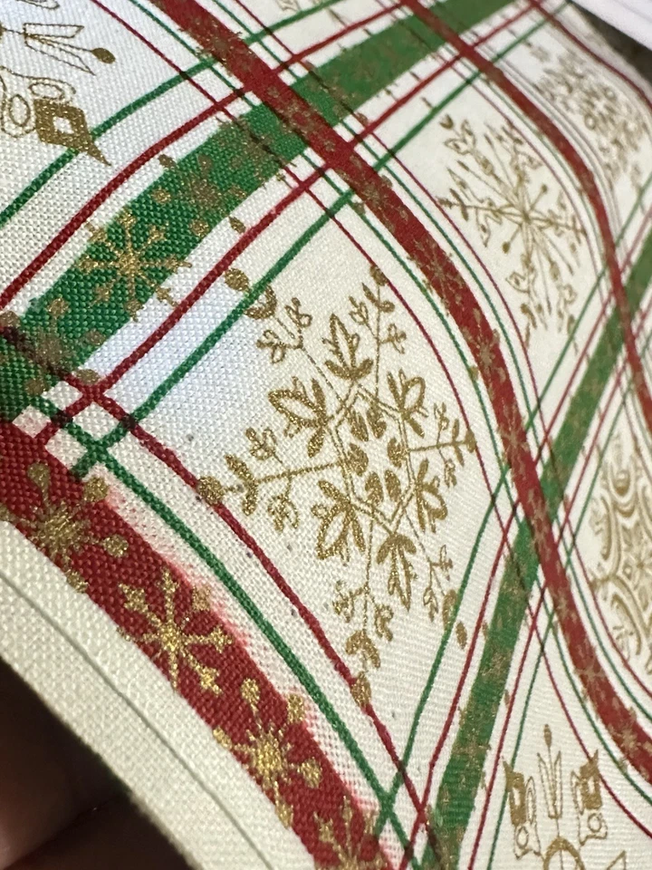 Christmas Cotton Fabric By Fabri—Quilt Gold Snowflakes In Red Green Squares - Image 4 of 4