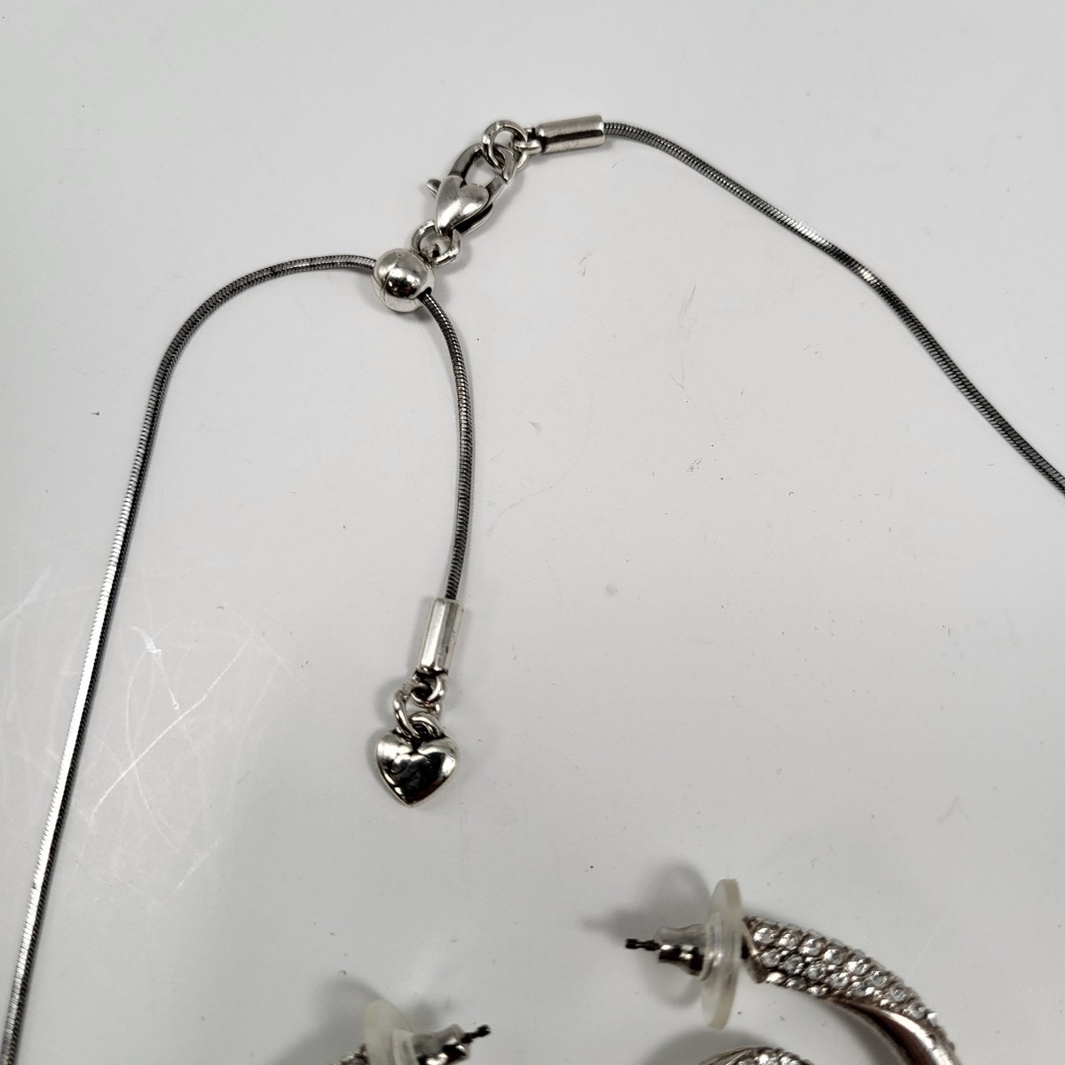 Brighton "CRISTALINA" Silver Tone Twisted Rhinestone Pendant Necklace & Earrings View 6