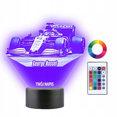 3D LED Nachtlicht F1 George Russel Gravur