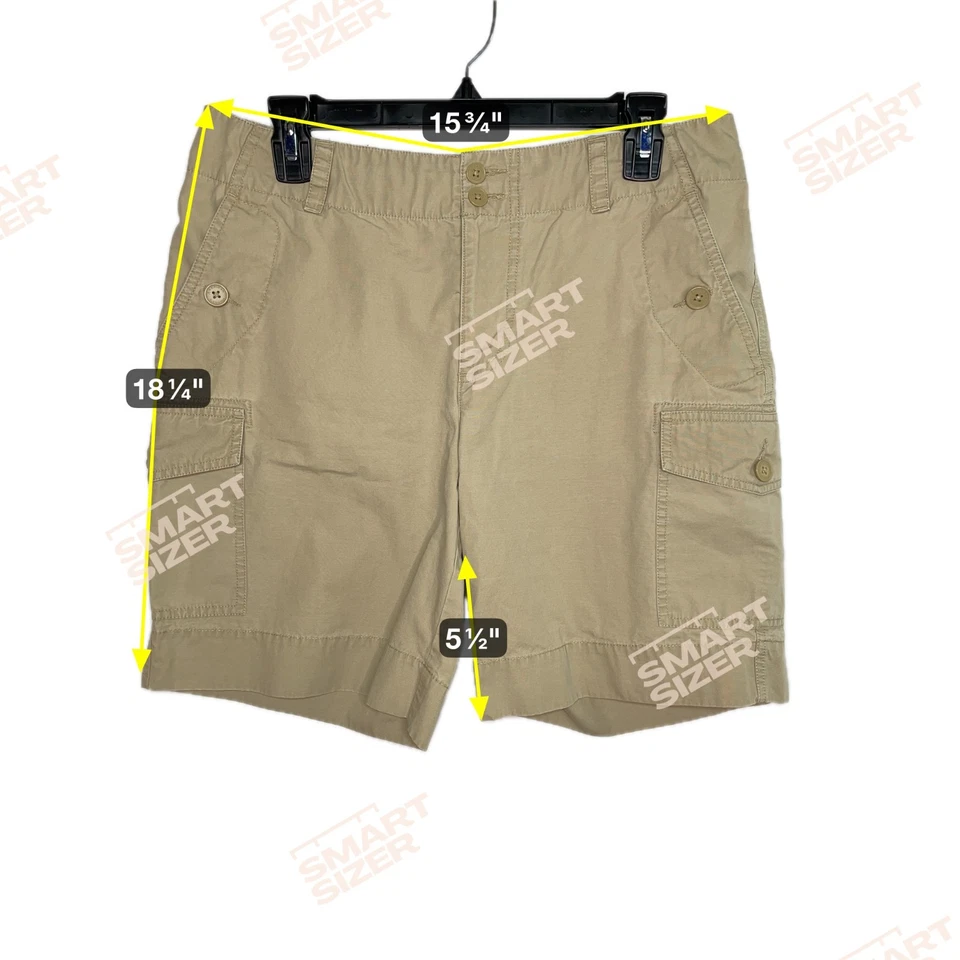 Pantalones Cortos Para Mujer American Living Caqui Talla 8 Cómodos Calce Relajado 100% Algodón Foto 4 de 4