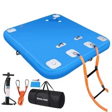 Inflatable Floating Dock, Swim Platform Floating Island Raft, Large Air Blue