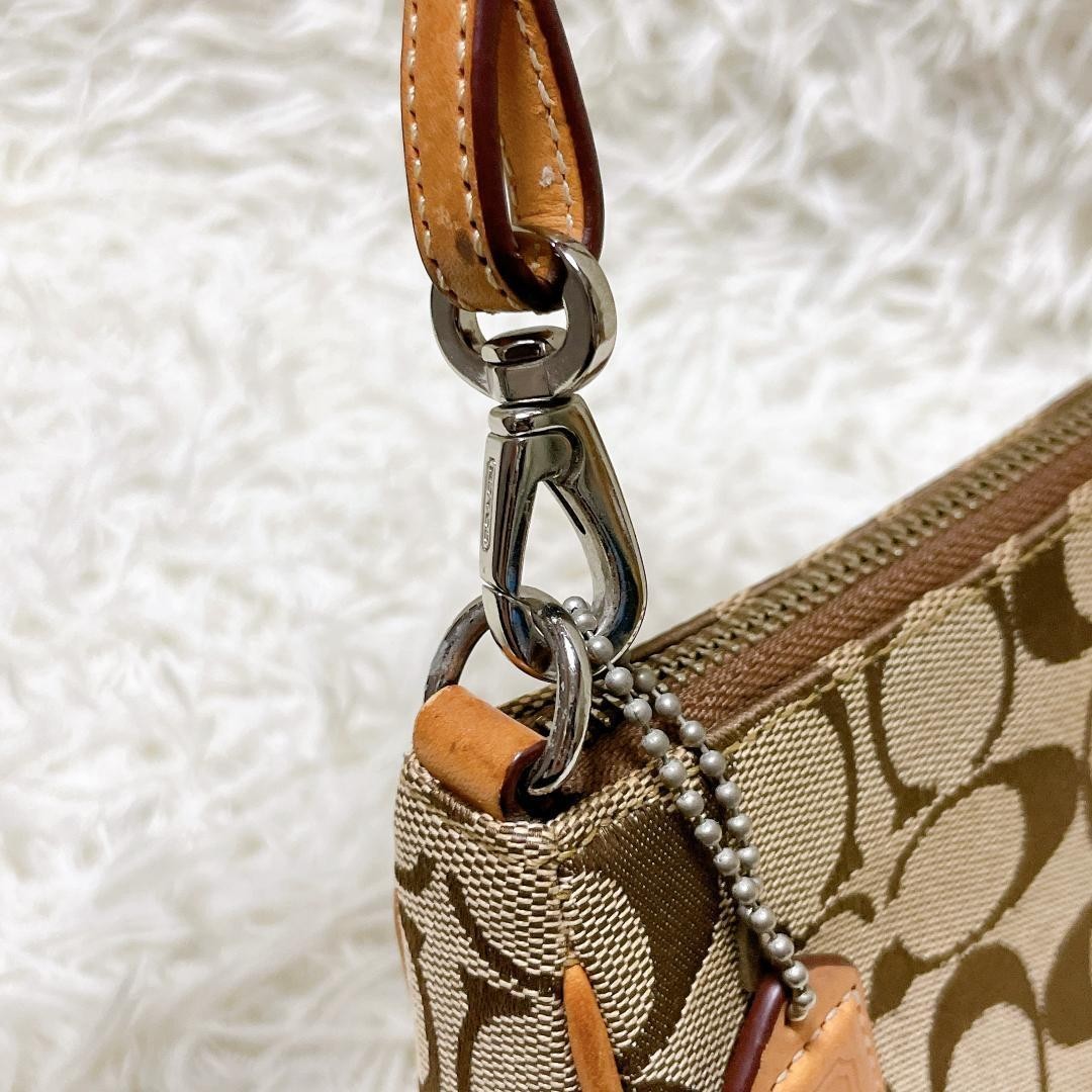 Coach Signature Demi mini Pouch Hand Bag Canvas Leather Beige 6094 Coach Signature Demi mini Pouch Hand Bag Canvas Leather Beige 6094