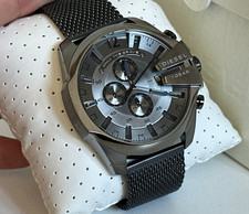 OROLOGIO CRONOGRAFO UOMO DIESEL DZ4527 MEGA CHIEF GRIGIO QUADRANTE SUNRAY MESH S/S 51MM