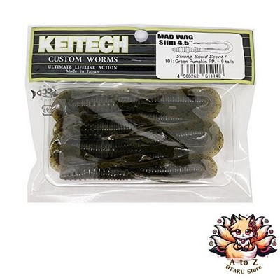 NEW Keitech Mud Wag Slim 4.5 inch #101 Green Pumpkin Pepper