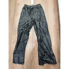 ZARA Faux Leather Drawstring Wide Leg Pants Black XS