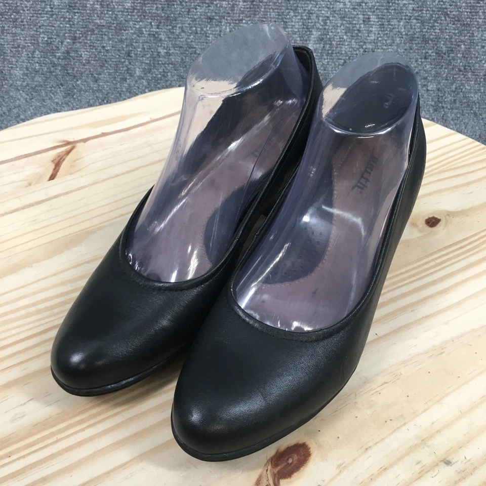 Earth Shoes Womens 8.5 A Bijou Narrow Slip on Pumps Black Leather Heels Casual - Image 3 of 4