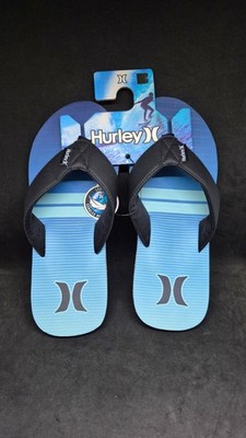 Hurley Mens Light Weight Padded -Summer Flex Sandals Pool Beach Flip Flops Blue