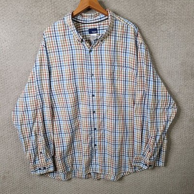Basic Editions Shirt Mens 4XL Multicolor Plaid Button Down Cotton Blend Casual