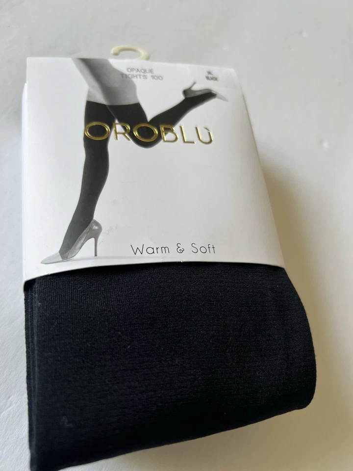 OROBLU MALLAS OPACAS CÁLIDAS Y SUAVES 100 DENIER NEGRAS TALLA XL NUEVAS CON ETIQUETAS Foto 4 de 4