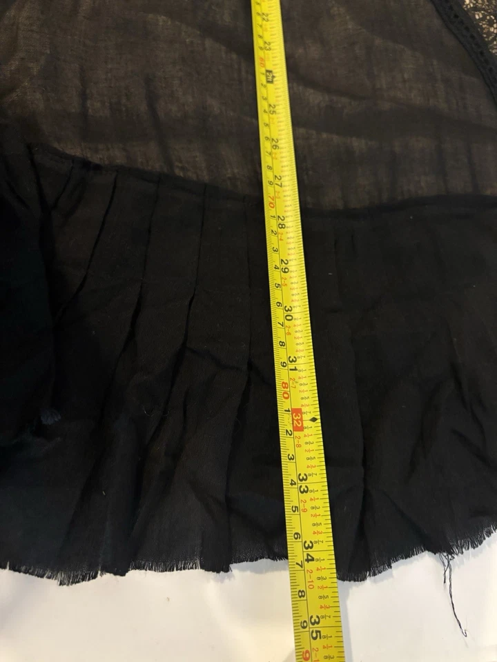 Mini Vestido Free People Angel Negro Transparente Gasa Boho Crochet Encaje Victoriano Gótico Foto 3 de 4