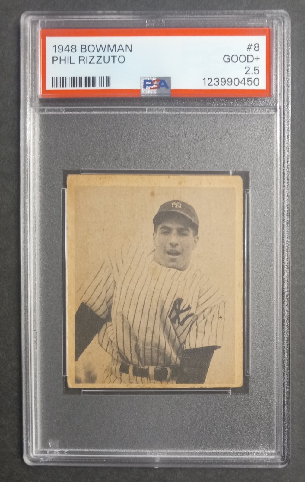 1948 Bowman - #8 Phil Rizzuto - Rookie - Short Print - HOF - PSA 2.5 GOOD+