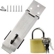 4 Stainless Steel Latch Lock Padlock Hasp Set with Screws and Padlock Your Ow