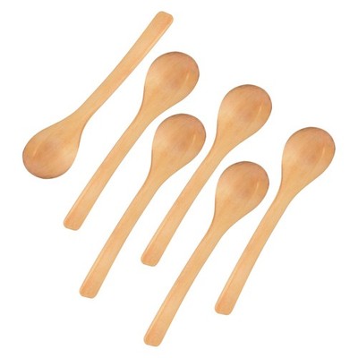 6Pcs Portable Wood Spoon Kitchen Cooking Condiment Utensil Spoon Coffee Teaspoon