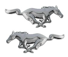 New Mustang Chrome Running Horse Pony Emblems Pair Stick On Back Fender Door