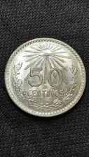 1945 Mexico 50 Centavos Silver Choice BU Frosty                             T681