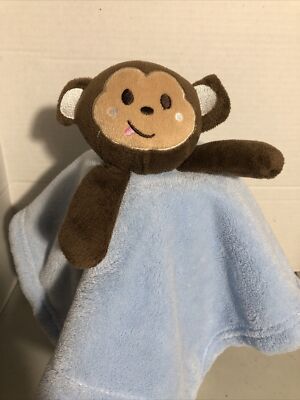 blue monkey plush lovie unbranded lovey security blanket 14 X14 