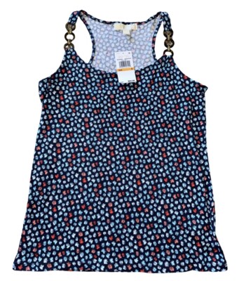 Michael Kors Three-Ring Size Small Tank Top Midnight Blue Shirt w/ Fireworks New
