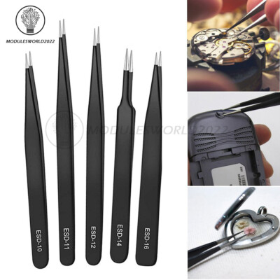 6pcs/set Tweezers Precision Stainless Steel ESD Electronic Phone Repair Tools