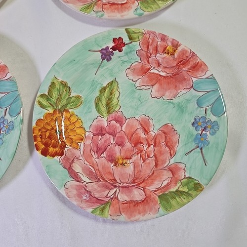 Set of 4 ~ 8" Salad Plates Bohemian Porcelain Floral Hand Painted Pastels - Picture 4 of 8