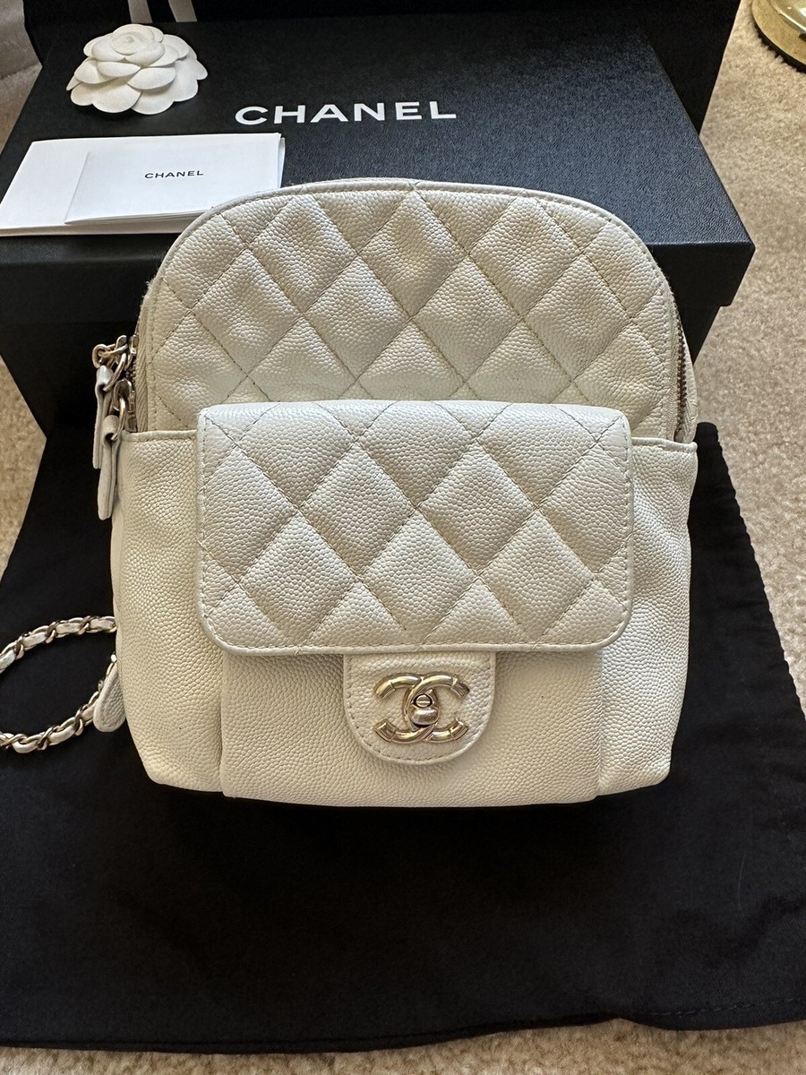 Chanel white caviar day mini backpack. | eBay