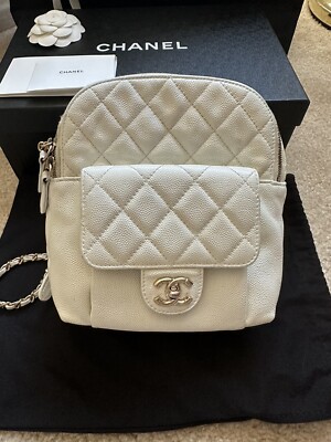 Chanel white caviar day mini backpack. | eBay