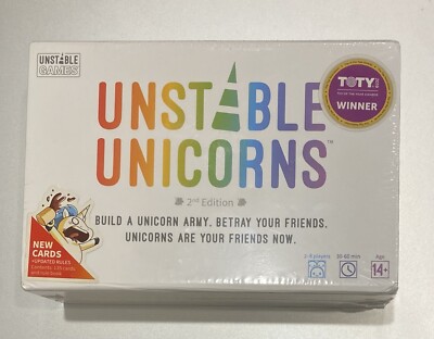 Sealed UNSTABLE UNICORNS 2nd Edition NEW CARDS Updated Rules TOTY Winner GAME