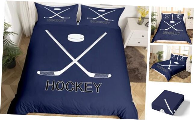 Ice Hockey Duvet Cover Ball Sports Gaming Bedding Set Ice Hockey Full Multi 17