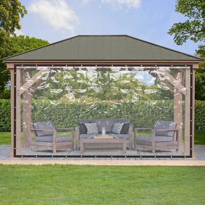 8 × 20 Ft PVC Clear Curtain Wall Waterproof Heavy-Duty w/ Grommets for Patio
