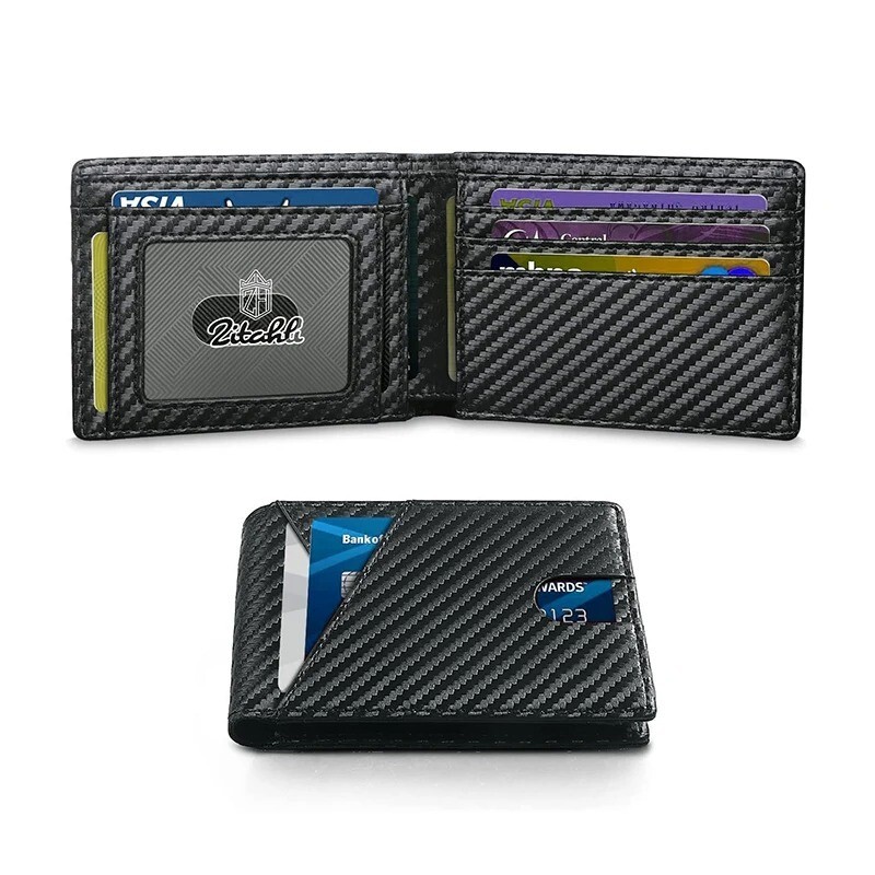 Slim RFID Leather Wallet for Men with 2 ID Windows & Gift Box-image