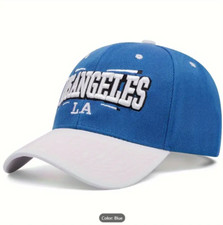 Embroidered Los Angeles L A Baseball Cap Hat Blue White One Size Snapback