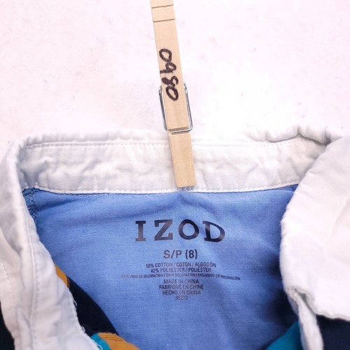 IZOD Casual Long Sleeve Polo Shirt Youth Boys Size S Blue White Yellow - Picture 3 of 9