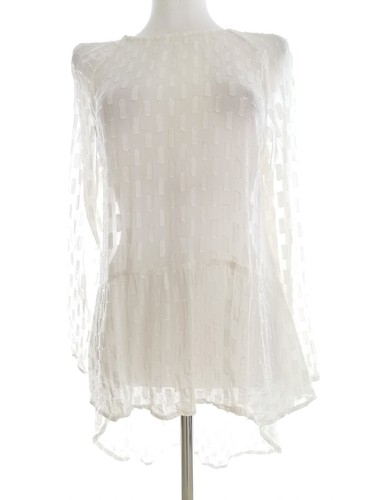 H&m Size 38 White Blouse Long Sleeve Transparent