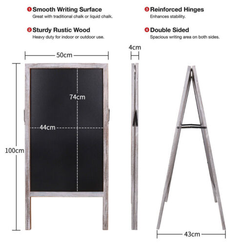 Heavy Rustic Large Wood A-Frame Magnetic LED Chalkboard Blackboard Wedding Cafe - Picture 41 of 45