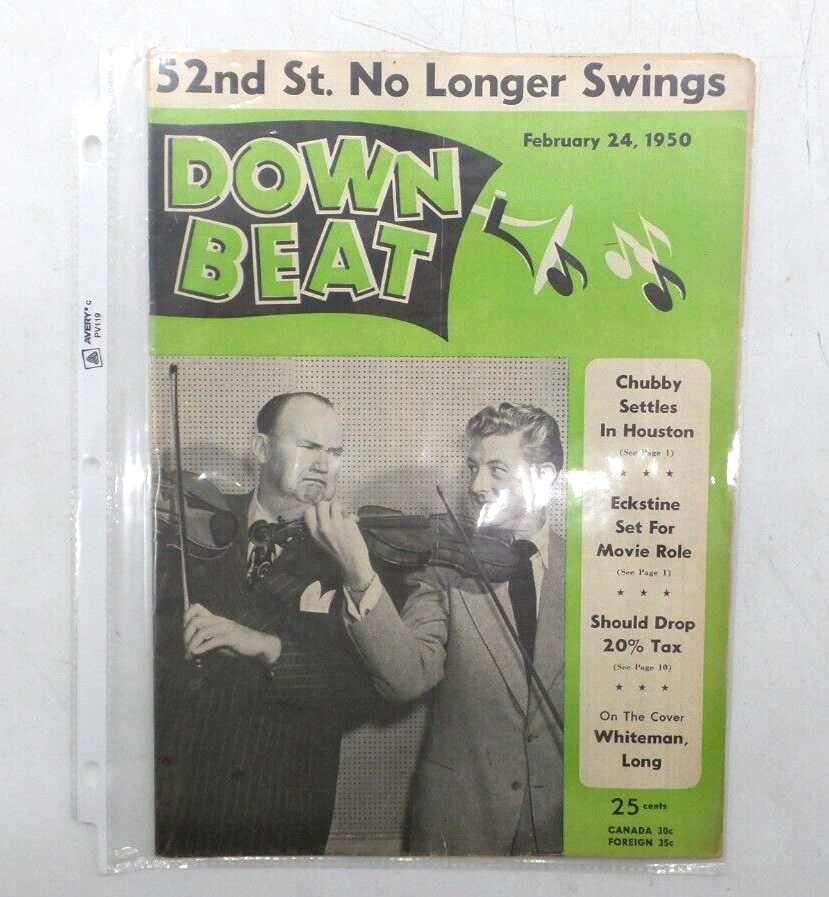 1950s ヴィンテージ音楽雑誌 DOWN BEAT Down Beat February 24, 1950 MUSIC MAGAZINE - With Plastic Sleeve